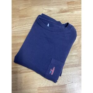 Mens Johnnie O Long‎ Sleeve Pocket Tshirt - Navy- Large